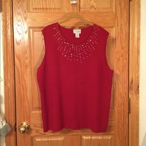 Oscar by oscar de la renta beaded red tank top